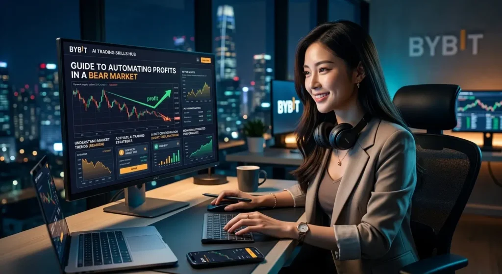 Bybit AI Trading Skills Hub paneli ile düşüş piyasası analizi