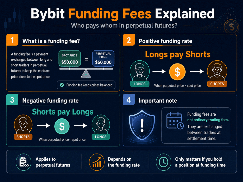 Schemat wymiany opłat funding fee między pozycjami long i short